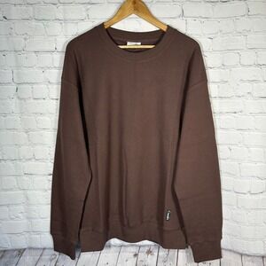 Comfrt Good Days Ahead Waffle Knit Sweatshirt Brown Oversized Crewneck Medium